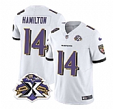 Men & Women & Youth Baltimore Ravens #14 Kyle Hamilton White 2023 F.U.S.E With Patch Throwback Vapor Limited Stitched Jersey,baseball caps,new era cap wholesale,wholesale hats